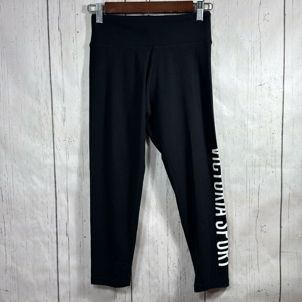 Victorias Secret Sport Black Workout Activewear Spell Out Waistband Leggings